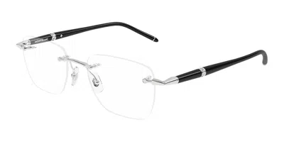 Montblanc Mb0346o Asian Fit 004 Men's Glasses  Size 53 - Free Lenses - Blue Light Block Available In Silver