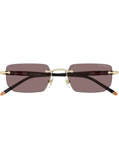 Montblanc Mb0348s Sunglasses In Gold Black Brown