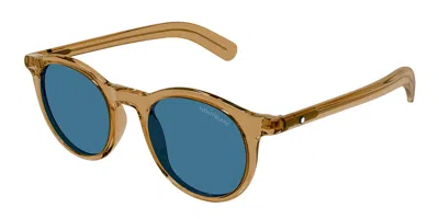 Montblanc Mb0353s 005 Men's Sunglasses Brown Size 49 In Blue