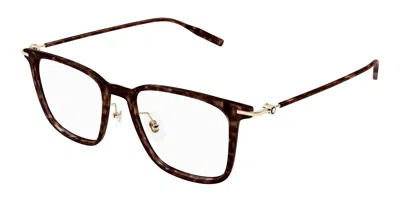 Montblanc Mb0354o Asian Fit Men's Glasses, Tortoiseshell, Size 52 In Brown
