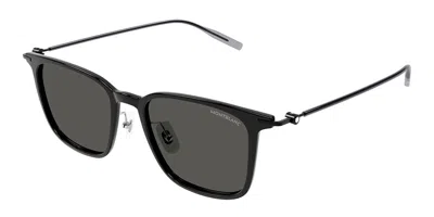 Montblanc Mb0354s Asian Fit 001 Men's Sunglasses Black Size 52