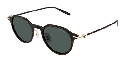 Montblanc Mb0355s Asian Fit 002 Men's Sunglasses Tortoiseshell Size 49 In Brown