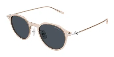 Montblanc Mb0355s Asian Fit 004 Men's Sunglasses Brown Size 49 In Black