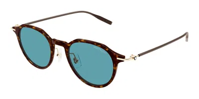 Montblanc Mb0355s Asian Fit 006 Men's Sunglasses Tortoiseshell Size 49 In Brown