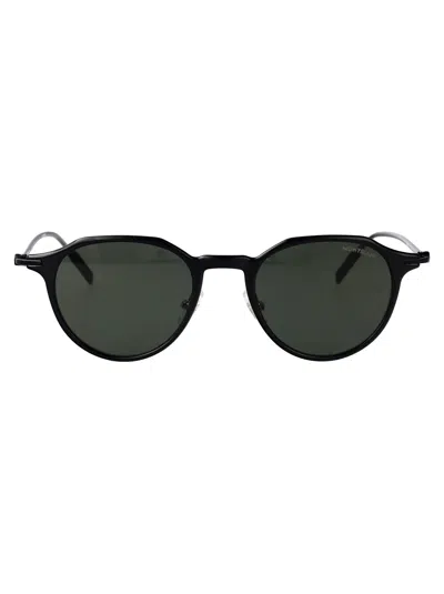 Montblanc Mb0355s Metal Round-frame Sunglasses In Black