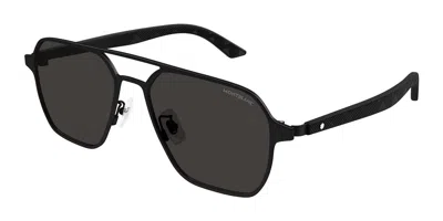 Montblanc Mb0360s Asian Fit 001 Men's Sunglasses Black Size 56