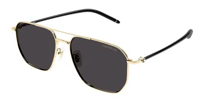 Montblanc Mb0367sa Asian Fit 001 Men's Sunglasses Gold Size 60