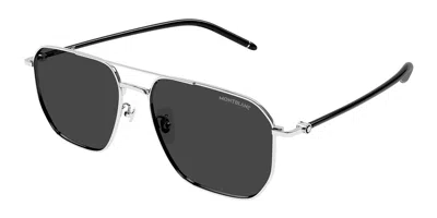 Montblanc Mb0367sa Asian Fit 002 Men's Sunglasses Silver Size 60