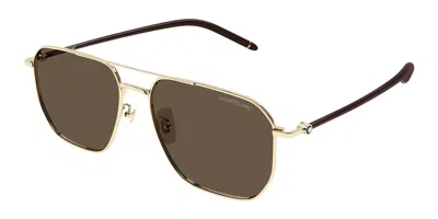 Montblanc Mb0367sa Asian Fit 003 Men's Sunglasses Gold Size 60