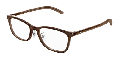 Montblanc Mb0376oj Asian Fit Men's Glasses, Brown, Size 54