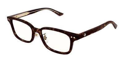 Montblanc Mb0379oj Asian Fit Men's Glasses, Tortoiseshell, Size 53 In Brown
