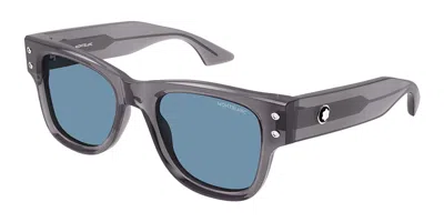 Montblanc Mb0381s 004 Men's Sunglasses Grey Size 54 In Gray
