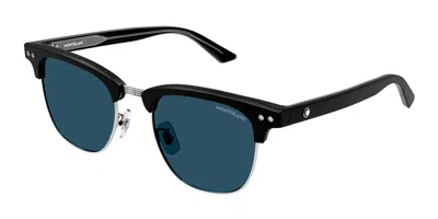 Montblanc Mb0382s Asian Fit 002 Men's Sunglasses Black Size 52 In Multi