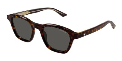 Montblanc Mb0384s 002 Men's Sunglasses Tortoiseshell Size 50 In Brown