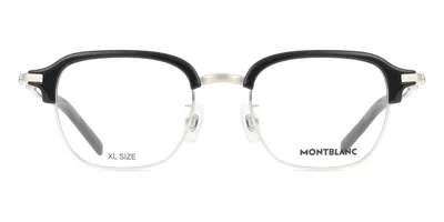 Montblanc Mb0390o Asian Fit Men's Glasses, Black, Size 50 In Metallic