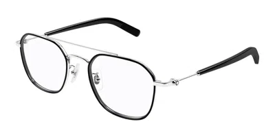 Montblanc Mb0391oa Asian Fit Men's Glasses, Black, Size 51 In Gold