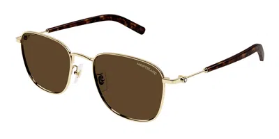 Montblanc Mb0392sa Asian Fit 004 Men's Sunglasses Gold Size 55