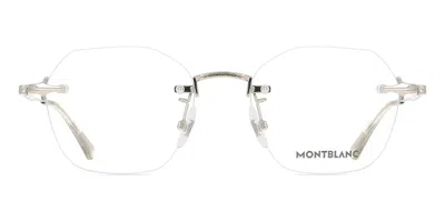 Montblanc Mb0403o Vestibilità Orientale 002 Occhiali Da Vista Argentati Per Uomo (solo Montatura) In Silver