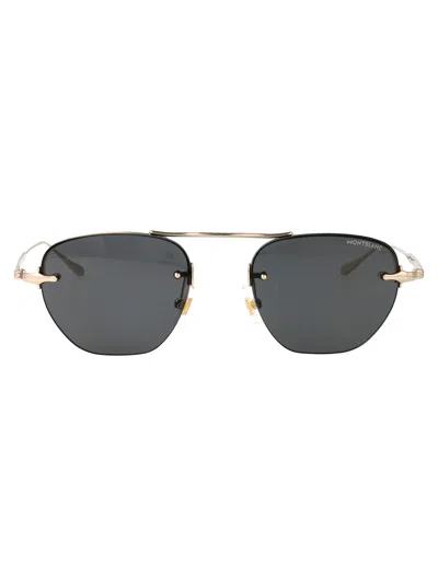 Montblanc Mb0404s Linea Nib 001 Gold Grey Sunglasses