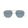 Montblanc Mb0404s Linea Nib 004 Gold Blue Sunglasses In Gold
