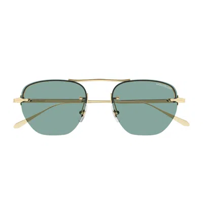 Montblanc Mb0404s Linea Nib 003 Gold Green Sunglasses