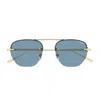 Montblanc Mb0404s Linea Nib 004 Gold Blue Sunglasses In Gold