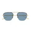 Montblanc Mb0404s Linea Nib 004 Gold Blue Sunglasses In Gold