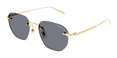 Montblanc Mb0405s 001 Occhiali Da Sole Oro Per Uomo In Multi