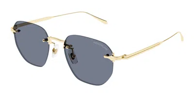Montblanc Mb0405s 003 Occhiali Da Sole Oro Per Uomo In Blue