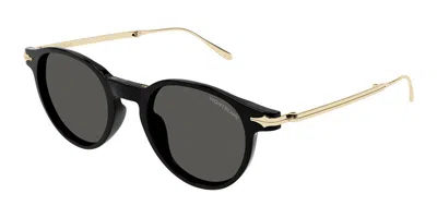 Montblanc Mb0407s 001 Occhiali Da Sole Neri Per Uomo In Black
