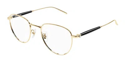 Montblanc Mb0410o Asian Fit Men's Glasses, Gold, Size 50 In Transparent