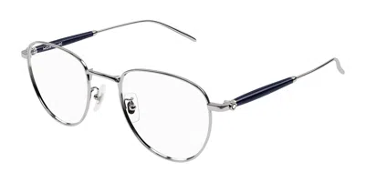 Montblanc Mb0410o Asian Fit Men's Glasses, Gunmetal, Size 55 In Silver