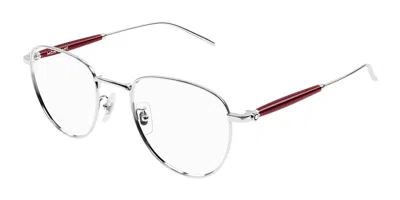 Montblanc Mb0410o Asian Fit Men's Glasses, Silver, Size 50