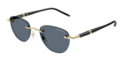 Montblanc Mb0412s Asian Fit 001 Men's Sunglasses Gold Size 48