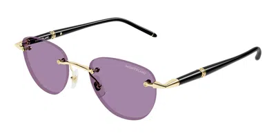 Montblanc Mb0412s Asian Fit 002 Men's Sunglasses Gold Size 48