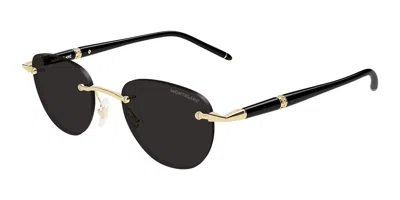 Montblanc Mb0412s Vestibilità Orientale 005 Occhiali Da Sole Oro Per Uomo In Gold