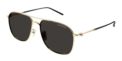 Montblanc Mb0417sa Asian Fit 001 Men's Sunglasses Gold Size 60