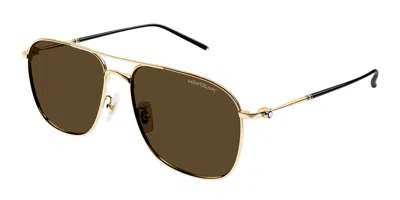 Montblanc Mb0417sa Asian Fit 003 Men's Sunglasses Gold Size 60
