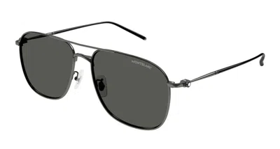 Montblanc Mb0417sa Titanium Aviator Sunglasses In Black