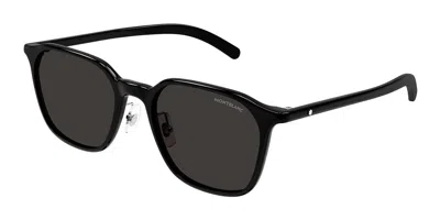 Montblanc Mb0420sk Asian Fit 001 Men's Sunglasses Black Size 55