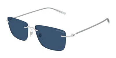 Montblanc Mb0429s 004 Occhiali Da Sole Argentati Per Uomo In Multi