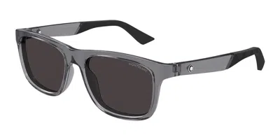 Montblanc Mb0432s 003 Occhiali Da Sole Grigi Per Uomo In Black
