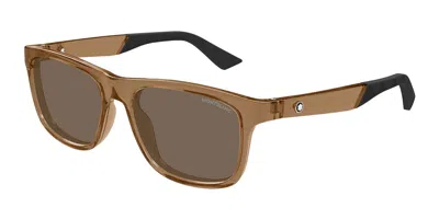 Montblanc Mb0432s 004 Occhiali Da Sole Marroni Per Uomo In Brown