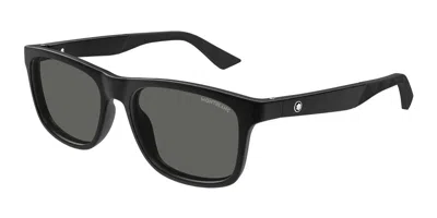 Montblanc Mb0432s Polarized 002 Occhiali Da Sole Neri Per Uomo In Black