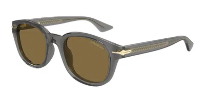 Montblanc Mb0435s 003 Occhiali Da Sole Grigi Per Uomo In Brown