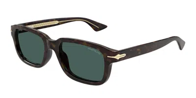 Montblanc Mb0436s 002 Occhiali Da Sole Tartarugatishell Per Uomo In Black