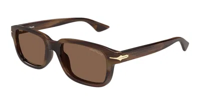 Montblanc Mb0436s 004 Occhiali Da Sole Tartarugatishell Per Uomo In Brown