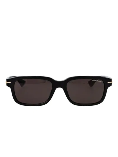 Montblanc Black-black-grey Recycled Acetate Sunglasses In Brown