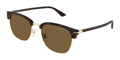 Montblanc Mb0439sa Vestibilità Orientale 003 Occhiali Da Sole Oro Per Uomo In Black