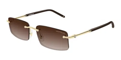 Montblanc Mb0443s 008 Men's Sunglasses  Size 56 In Gold